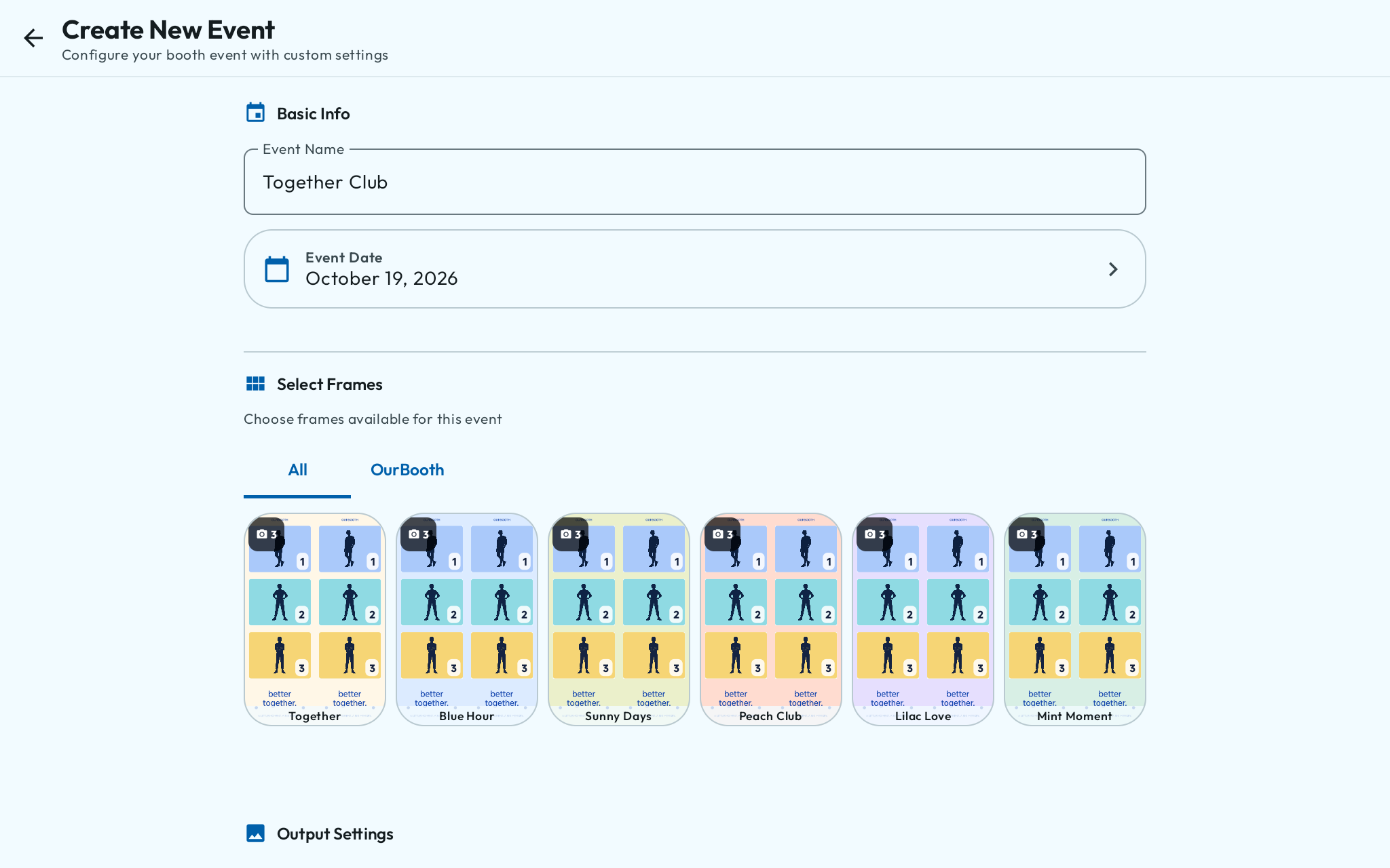 Android event form