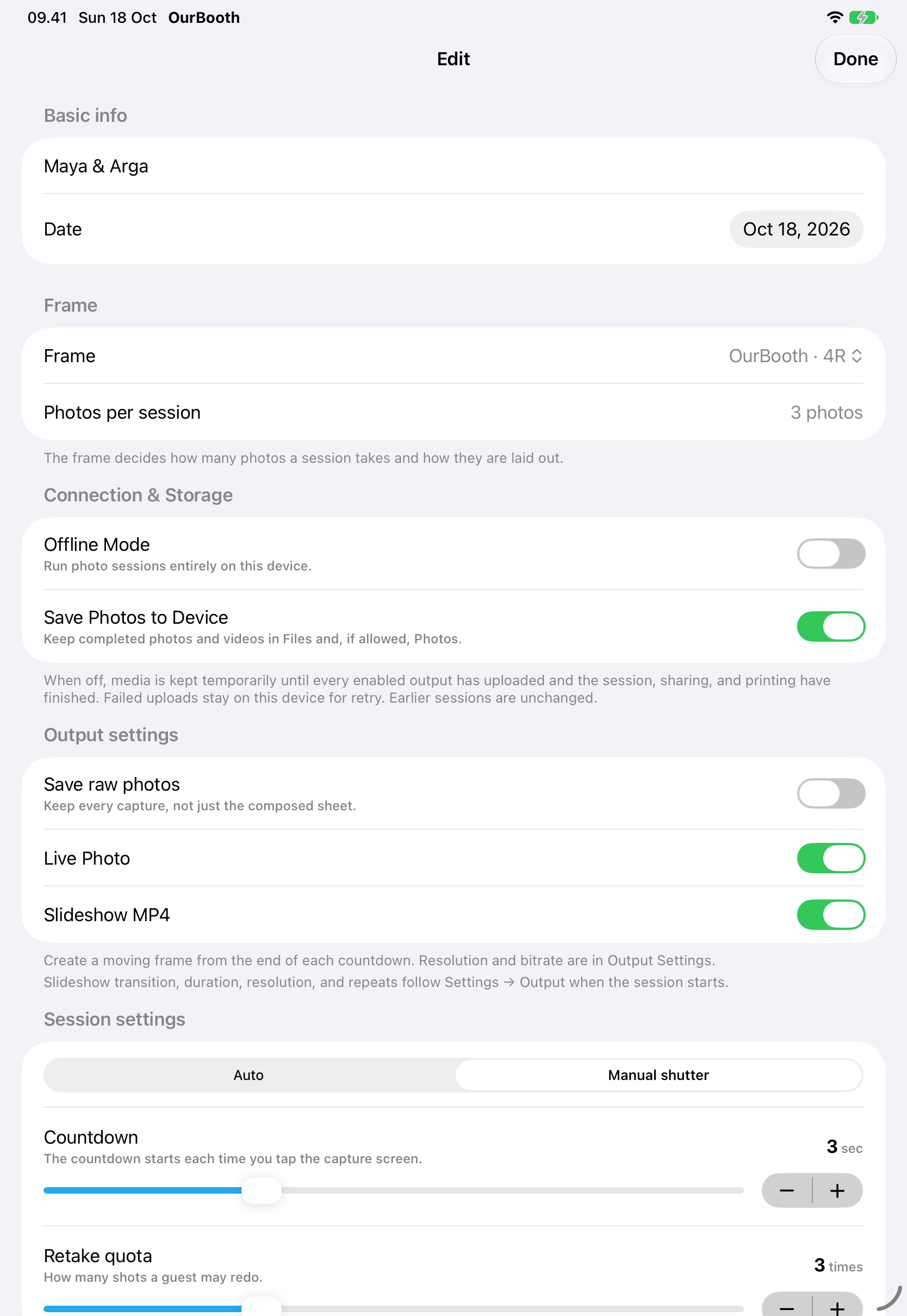 iPad event, offline and saving form