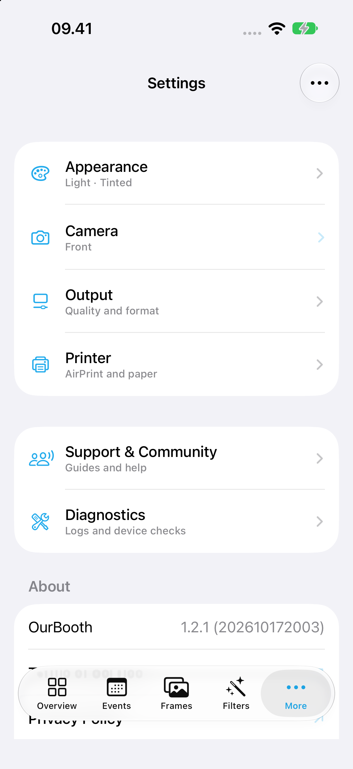 iPhone More and Settings